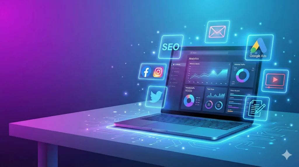 Students learning graphic design software at Skillssphere institute in Shalimar Bagh.